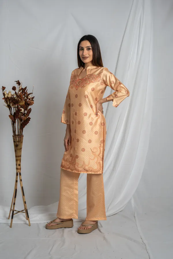 Orange_Premium_Straight_Kurta_Bottom_Set_For_Women