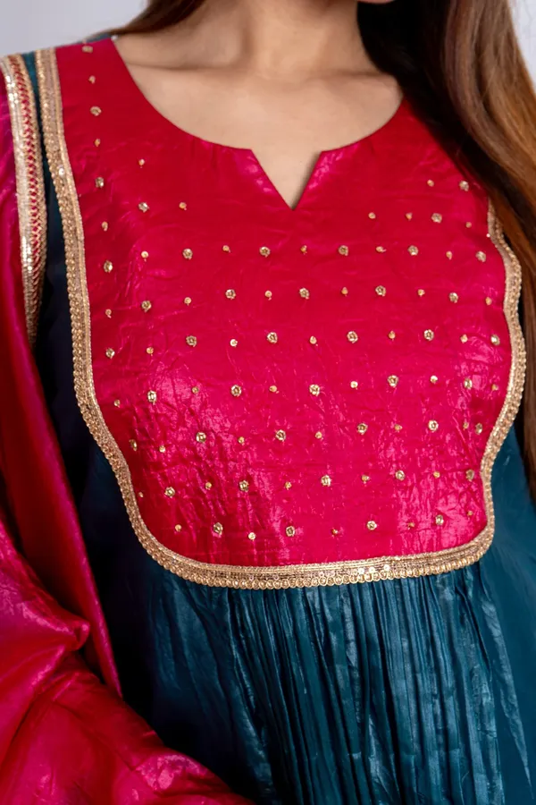 Blue_&_Pink_Gold_Crush_Top_Bottom_Dupatta_Set_For_Women