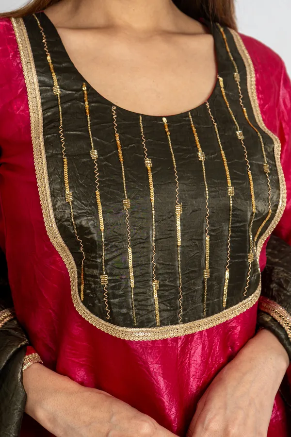 Wine_&_Cream_Gold_Crush_Fabric_With_Embroidered_Yoke_Sharara_Set_For_Women