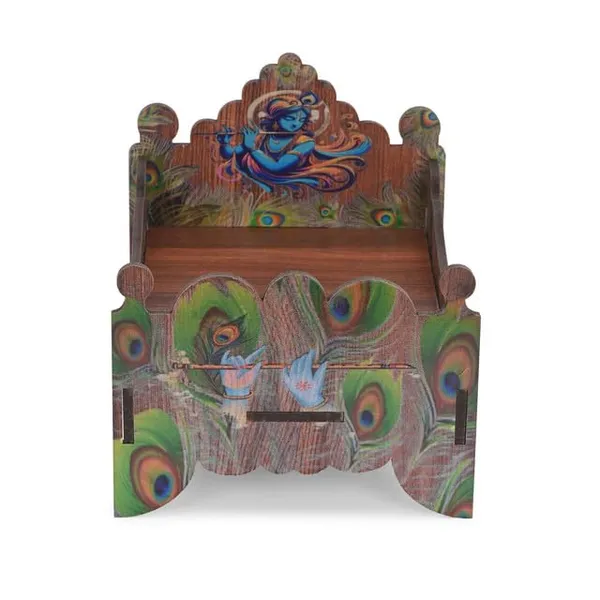 Brown_Wooden_Laddu_Gopal_Palna_Bed_With_Krishna_Bansuri_Design_&_Peacock_Feather_Print_–_Decorative_Jhula_For_Janmashtami_&_Mandir_Decor