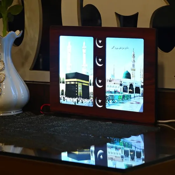 Illuminated_Makkah_And_Madinah_Dual-Display_Wooden_Led_Picture_Light