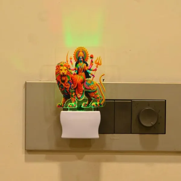 Goddess_Durga_Led_Night_Lamp_With_Lion_|_Plug-In_Acrylic_Night_Light_With_Color_Changing_Glow_|_Spiritual_Decorative_Light_For_Home