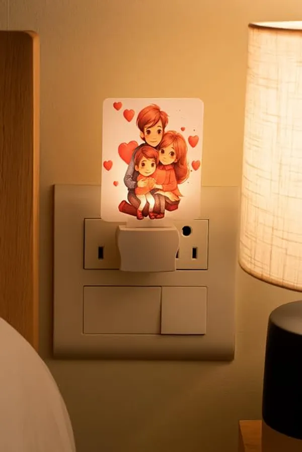Decorative_Led_Night_Lamp_With_Cute_Cartoon_Family_Design_�_Plug-In_Auto_Color_Changing_Acrylic_Night_Light_For_Kids_Room