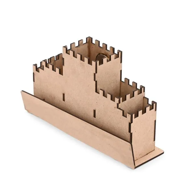 Brown_Wooden_Castle_Design_Pen_Stand_With_Clock_Kids_Study_Table_Organizer_With_Multiple_Compartments_School_&_Gift_Use