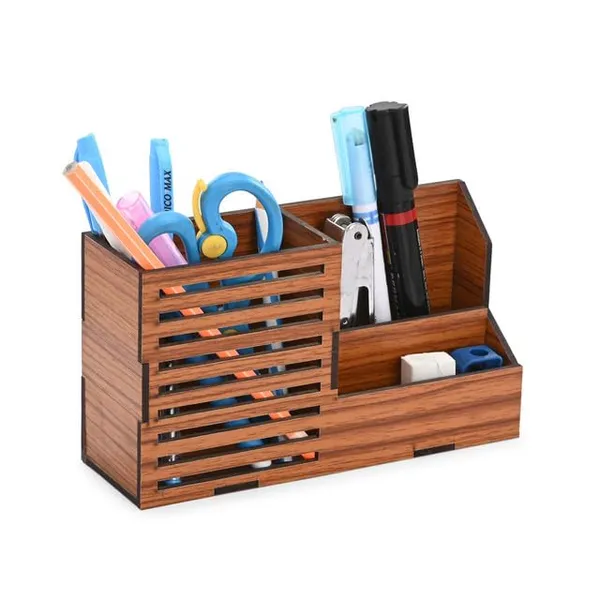 Brown_Wooden_Multi_Compartment_Pen_Stand_Desk_Organizer_Laser_Cut_Stationery_Holder_For_Office_School_&_Study_Table_Use