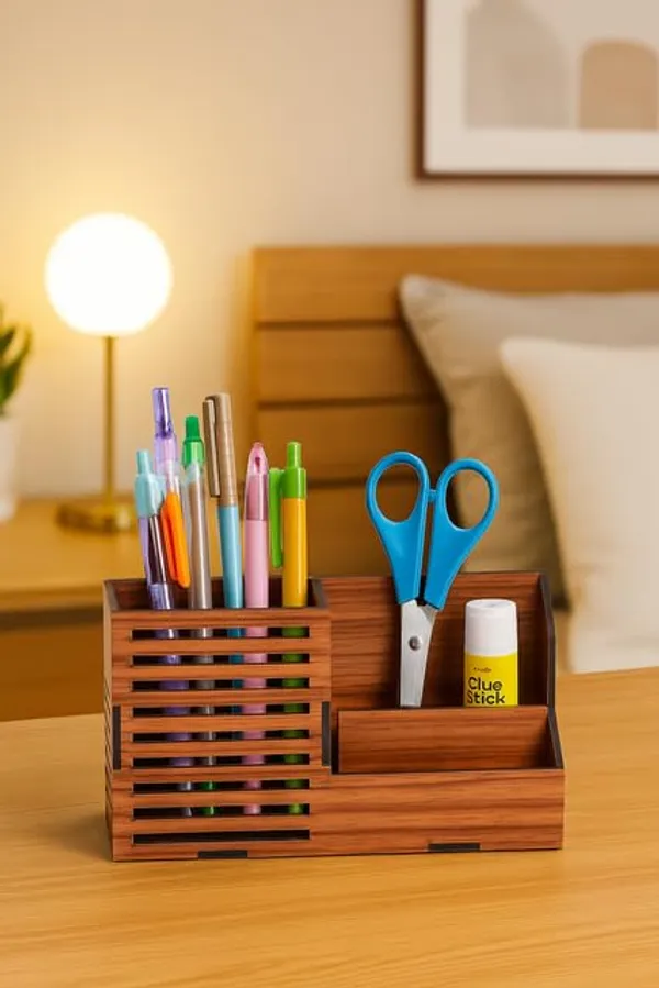 Brown_Wooden_Multi_Compartment_Pen_Stand_Desk_Organizer_Laser_Cut_Stationery_Holder_For_Office_School_&_Study_Table_Use
