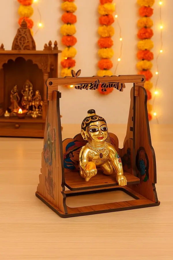 Brown_Wooden_Radha_Krishna_Jhula_With_'Jai_Shree_Krishna'_Carving_–_Decorative_Swing_Palna_For_Laddu_Gopal_|_Mandir_Decor_For_Janmashtami_&_Pooja_Room