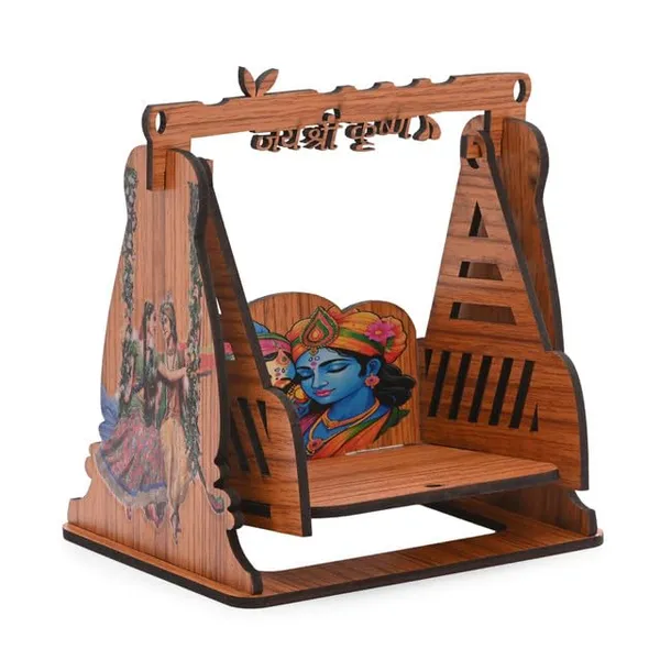 Brown_Wooden_Radha_Krishna_Jhula_With_'Jai_Shree_Krishna'_Carving_–_Decorative_Swing_Palna_For_Laddu_Gopal_|_Mandir_Decor_For_Janmashtami_&_Pooja_Room