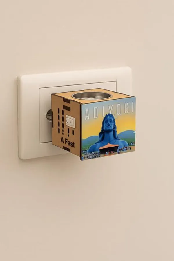 Wooden_Electric_Kapoor_Dani_with_Adiyogi_Shiva_LED_Light_–_Plug-in_Camphor_Diffuser_for_Pooja_&_Night_Lamp_Use