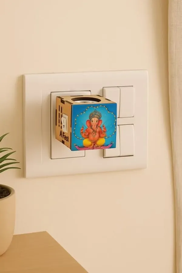Electric_Kapoor_Dani_with_Lord_Ganesha_LED_Light_Plug-in_Wooden_Camphor_Diffuser_with_On/Off_Switch_for_Pooja