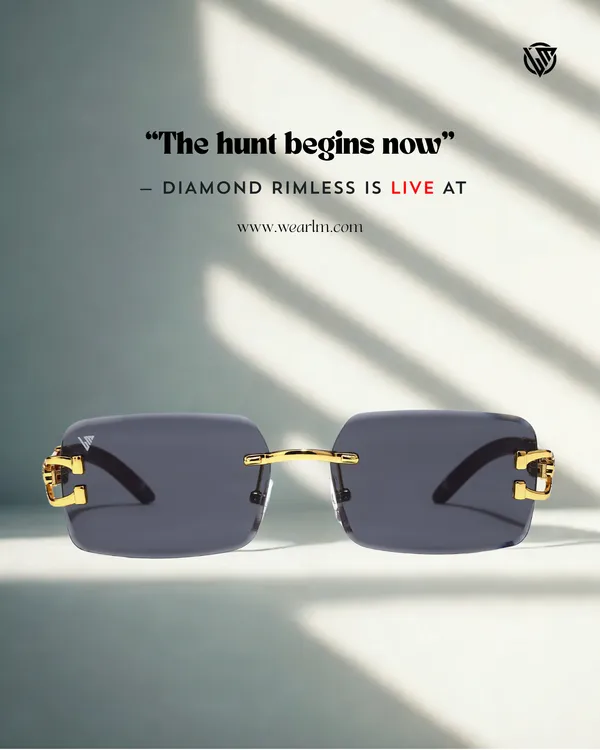 LM_Diamond_Rimless_Gold_Black_Sunglasses_For_Men_&_Women