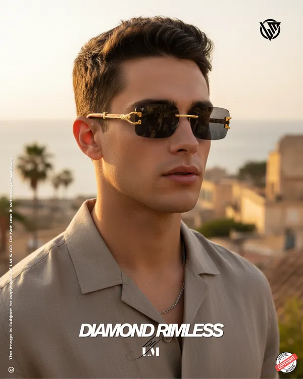 LM_Diamond_Rimless_Gold_Black_Sunglasses_For_Men_&_Women