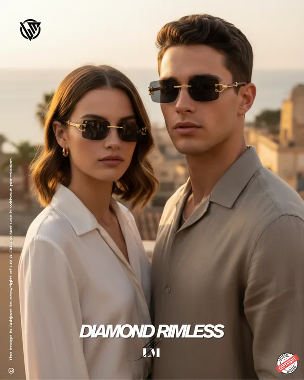 LM_Diamond_Rimless_Gold_Black_Sunglasses_For_Men_&_Women