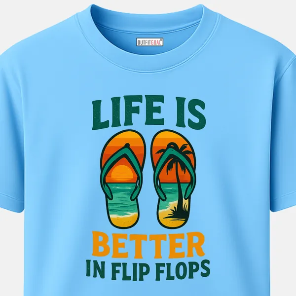 _Regular_Unisex_Sky_Graphics_T-Shirt,_Flip_flops_with_sunset_beach_scene_inside_text_life_is_better_in_flip_flops_|_TRAVEL_MODE