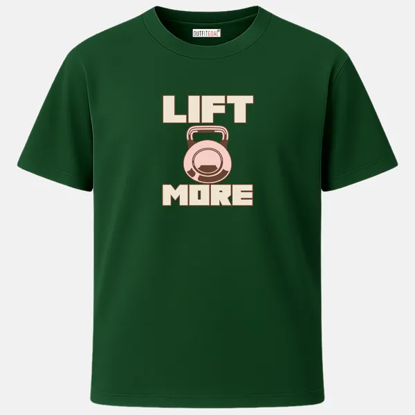 _Regular_Unisex_Bottle_Green_Graphics_T-Shirt,_Kettlebell_center_design_lift_more_|_SPORTS_MODE