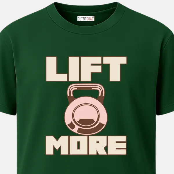 _Regular_Unisex_Bottle_Green_Graphics_T-Shirt,_Kettlebell_center_design_lift_more_|_SPORTS_MODE