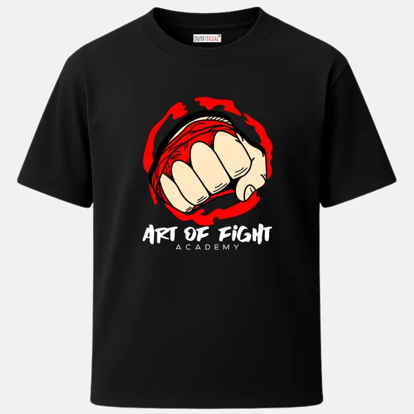 _Regular_Unisex_Black_Graphics_T-Shirt,_Fist_wrapped_in_red_tape_type_art_art_of_fight_academy_|_SPORTS_MODE