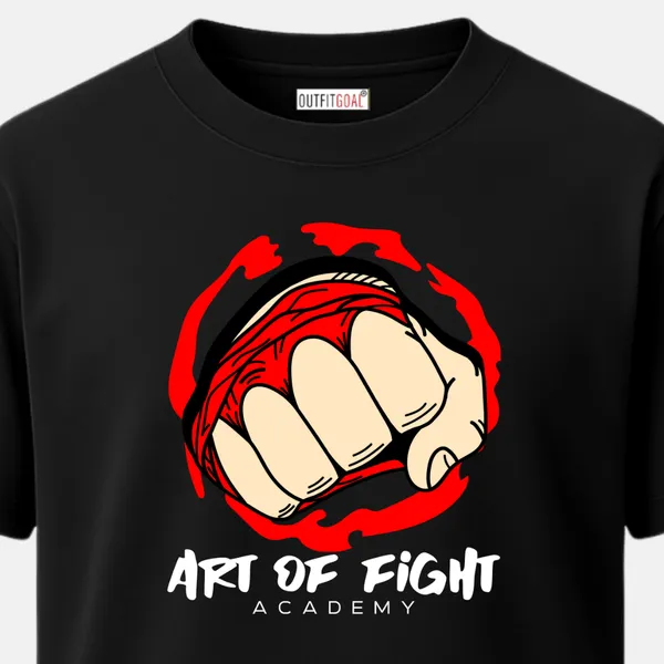 _Regular_Unisex_Black_Graphics_T-Shirt,_Fist_wrapped_in_red_tape_type_art_art_of_fight_academy_|_SPORTS_MODE