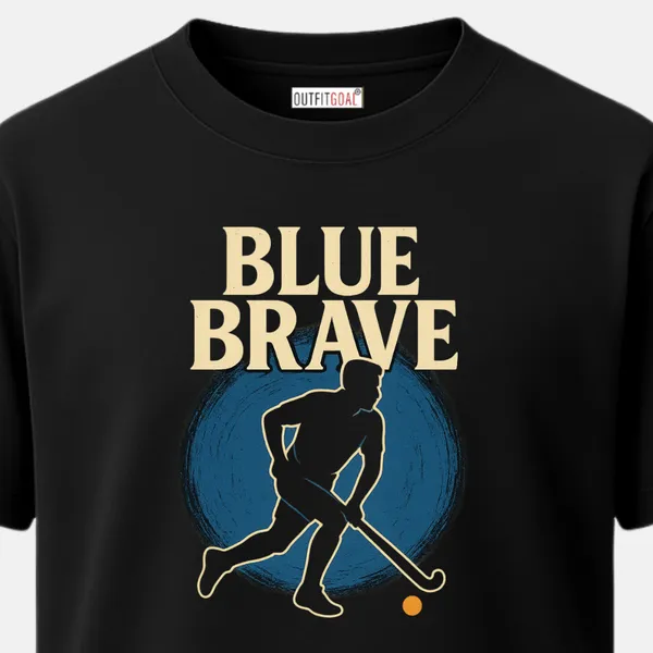 _Regular_Unisex_Black_Graphics_T-Shirt,_Male_hockey_player_silhouette_blue_brave_|_SPORTS_MODE