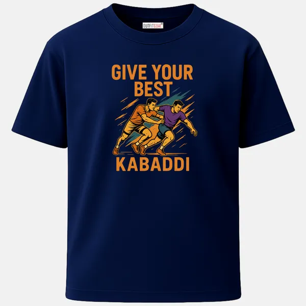 _Regular_Unisex_Navy_Graphics_T-Shirt,_Two_kabaddi_players_mid_tackle_with_energetic_type_art_give_your_best_kabaddi_|_SPORTS_MODE