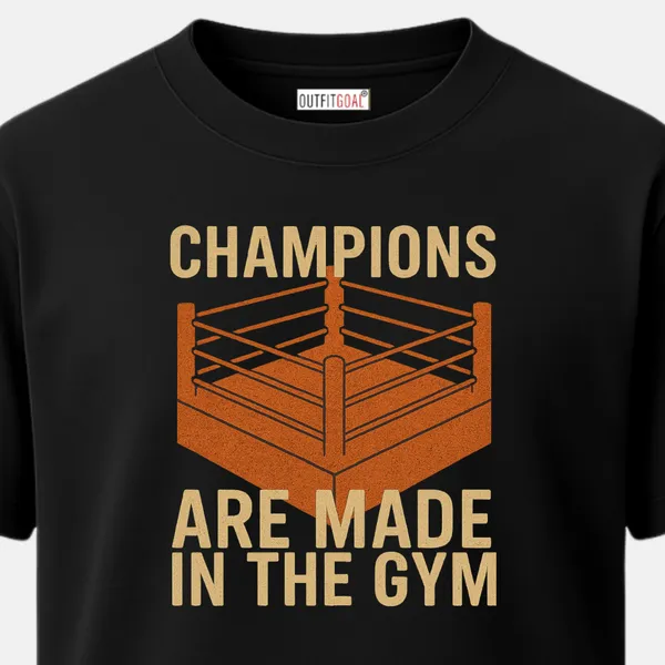 _Regular_Unisex_Black_Graphics_T-Shirt,_Boxing_ring_art_with_text_champions_are_made_in_the_gym_|_SPORTS_MODE