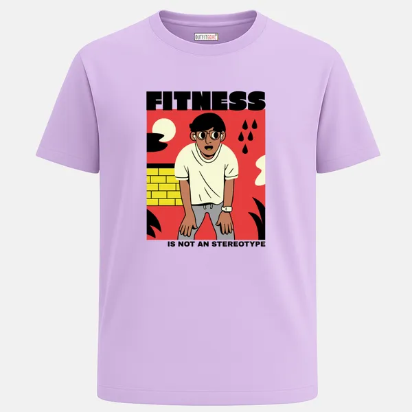 _Regular_Unisex_Lavender_Graphics_T-Shirt,_Tired_man_post_run_caption_still_trying_|_SPORTS_MODE