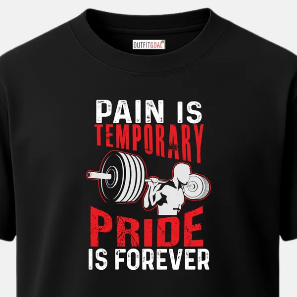 _Regular_Unisex_Black_Graphics_T-Shirt,_Athlete_lifting_heavy_weights_text_pain_is_temporary_pride_is_forever_|_SPORTS_MODE