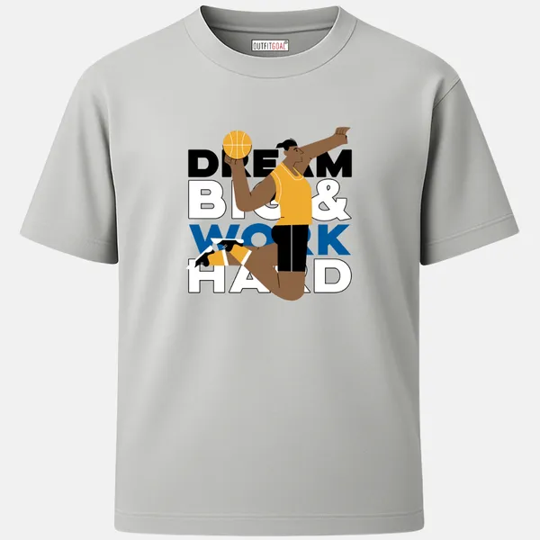 _Regular_Unisex_Grey_Graphics_T-Shirt,_Basketball_player_dunking_in_yellow_jersey_bold_motivational_type_art_|_SPORTS_MODE