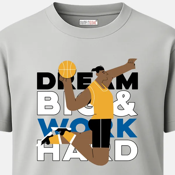 _Regular_Unisex_Grey_Graphics_T-Shirt,_Basketball_player_dunking_in_yellow_jersey_bold_motivational_type_art_|_SPORTS_MODE