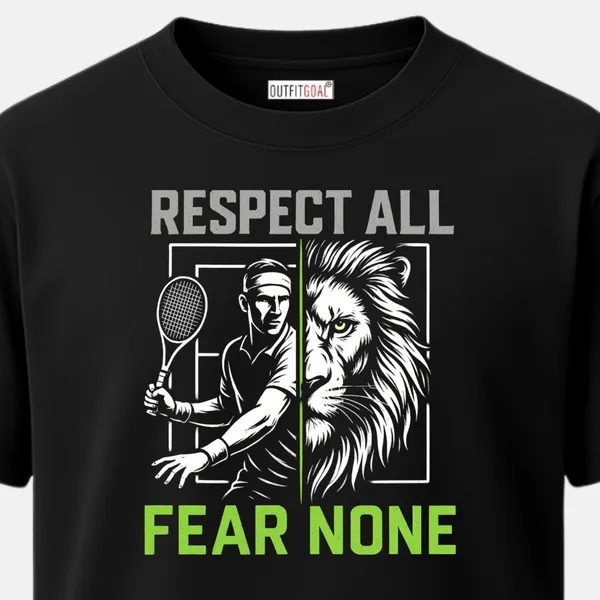 _Regular_Unisex_Black_Graphics_T-Shirt,_Tennis_player_and_lion_face_split_design_with_bold_text_respect_all_fear_none_high_contrast_athletic_style_|_SPORTS_MODE