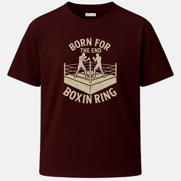 _Regular_Unisex_Maroon_Graphics_T-Shirt,_Boxers_in_the_ring_with_text_born_for_the_end_|_SPORTS_MODE