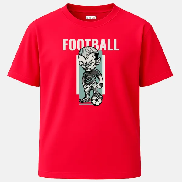 _Regular_Unisex_Red_Graphics_T-Shirt,_Cartoon_styled_football_player_caricature_retro_comic_art_|_SPORTS_MODE