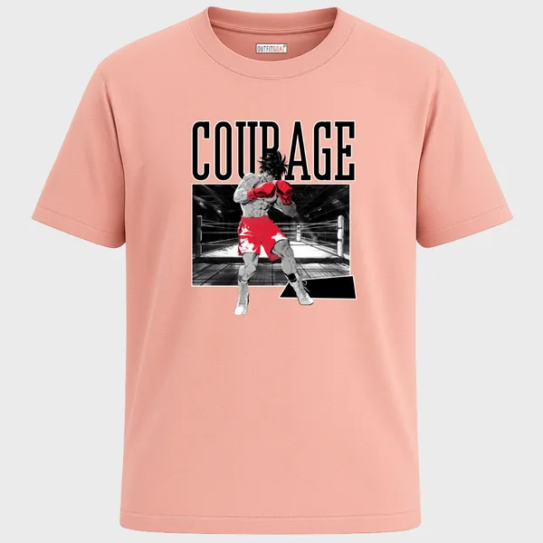 _Regular_Unisex_Pink_Graphics_T-Shirt,_Anime_style_boxer_in_red_gloves_boxing_ring_backdrop_bold_courage_|_SPORTS_MODE