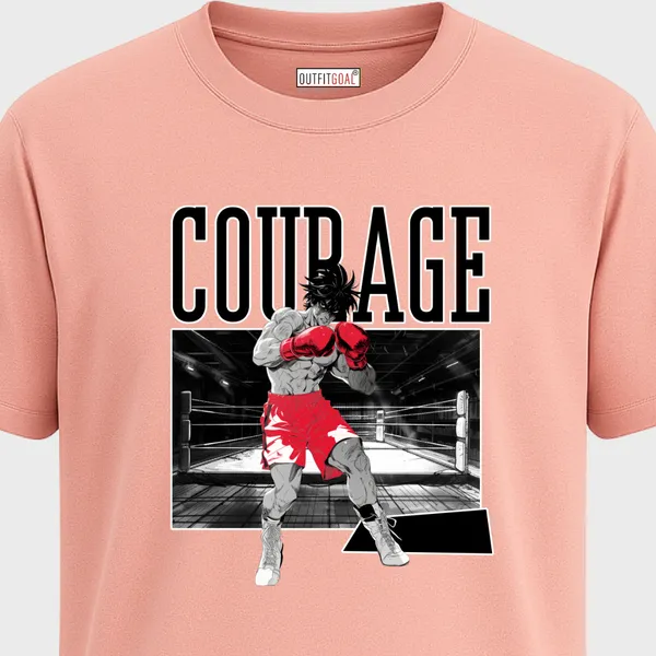 _Regular_Unisex_Pink_Graphics_T-Shirt,_Anime_style_boxer_in_red_gloves_boxing_ring_backdrop_bold_courage_|_SPORTS_MODE