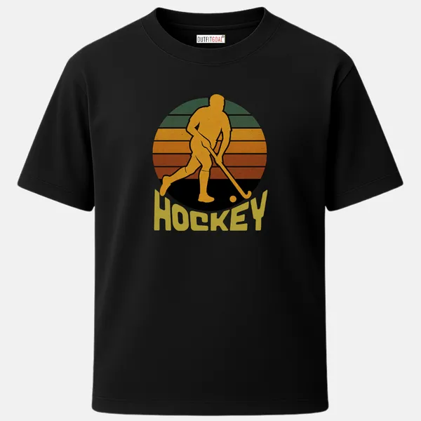 _Regular_Unisex_Black_Graphics_T-Shirt,_Retro_hockey_player_silhouette_vintage_stripes_|_SPORTS_MODE