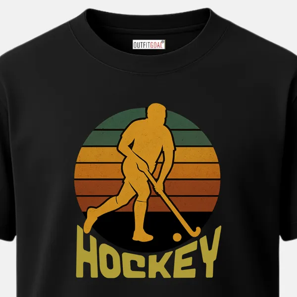 _Regular_Unisex_Black_Graphics_T-Shirt,_Retro_hockey_player_silhouette_vintage_stripes_|_SPORTS_MODE