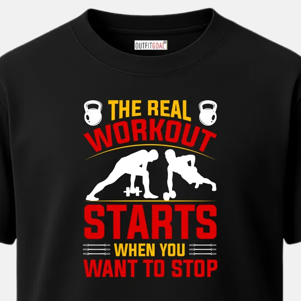 _Regular_Unisex_Black_Graphics_T-Shirt,_Dumbbell_and_star_banner_with_text_well_done_is_better_than_well_said_|_SPORTS_MODE