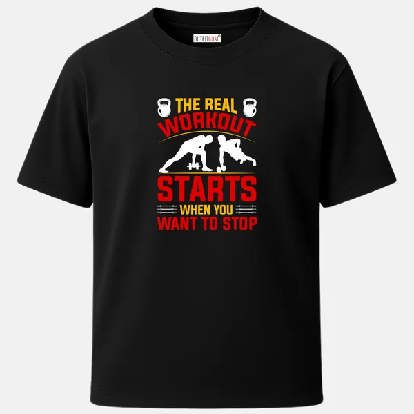 _Regular_Unisex_Black_Graphics_T-Shirt,_Dumbbell_and_star_banner_with_text_well_done_is_better_than_well_said_|_SPORTS_MODE