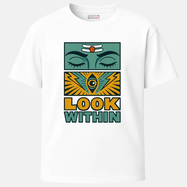 _Regular_Unisex_White_Graphics_T-Shirt,_Abstract_shiva_eyes_third_eye_om_symbol_look_within_text_|_TRAVEL_MODE