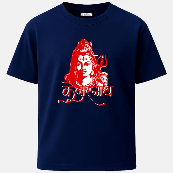 _Regular_Unisex_Navy_Graphics_T-Shirt,_Bold_red_shiva_face_with_snake_trishul_hindi_type_art_kedarnath_|_TRAVEL_MODE