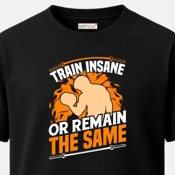 _Regular_Unisex_Black_Graphics_T-Shirt,_Boxer_with_flames_text_train_insane_or_remain_the_same_|_SPORTS_MODE