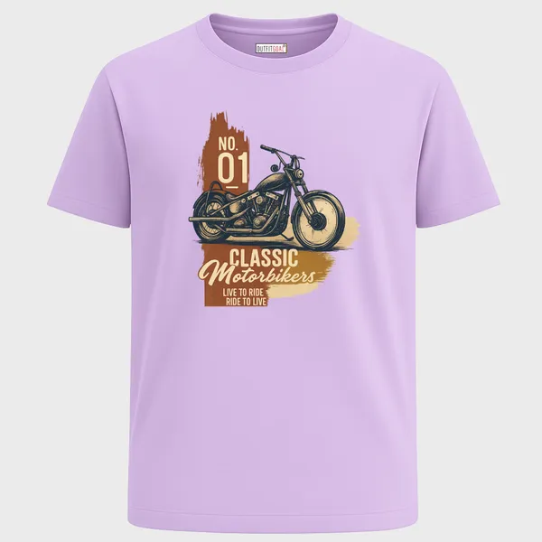 Outfitgoal_Regular_Unisex_Lavender_Graphics_T-Shirt,_Vintage_sketch_of_classic_chopper_with_Classic_Motorbikers_and_Live_To_Ride_Ride_To_Live_text._|_TRAVEL_MODE