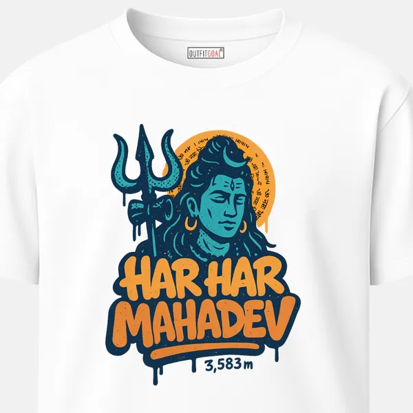 _Regular_Unisex_White_Graphics_T-Shirt,_Shiva_art_with_trishul_bold_har_har_mahadev_type_art_orange_halo_|_TRAVEL_MODE