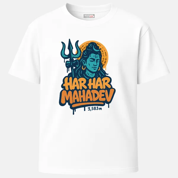 _Regular_Unisex_White_Graphics_T-Shirt,_Shiva_art_with_trishul_bold_har_har_mahadev_type_art_orange_halo_|_TRAVEL_MODE