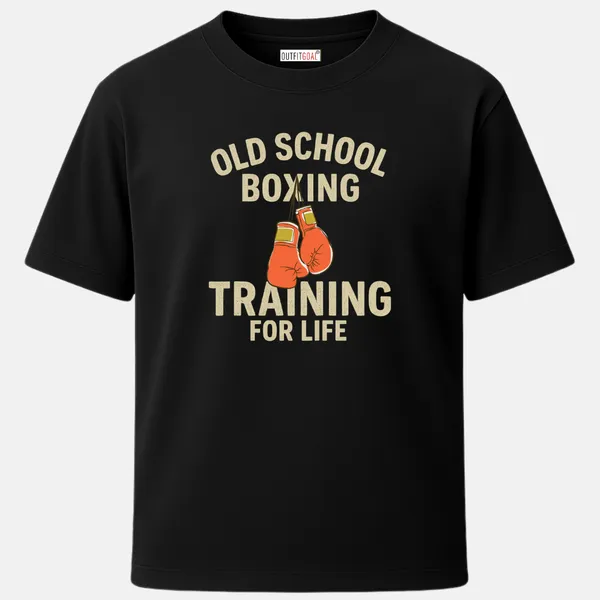 _Regular_Unisex_Black_Graphics_T-Shirt,_Hanging_boxing_gloves_with_old_school_boxing_training_for_life_|_SPORTS_MODE