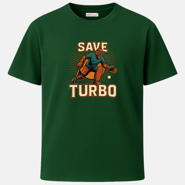_Regular_Unisex_Bottle_Green_Graphics_T-Shirt,_Dynamic_goalkeeper_in_orange_and_teal_gear_making_a_save_text_save_turbo_|_SPORTS_MODE