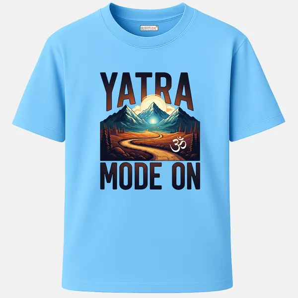 _Regular_Unisex_Sky_Graphics_T-Shirt,_Mountain_road_to_glowing_peak_yatra_mode_on_with_om_|_TRAVEL_MODE