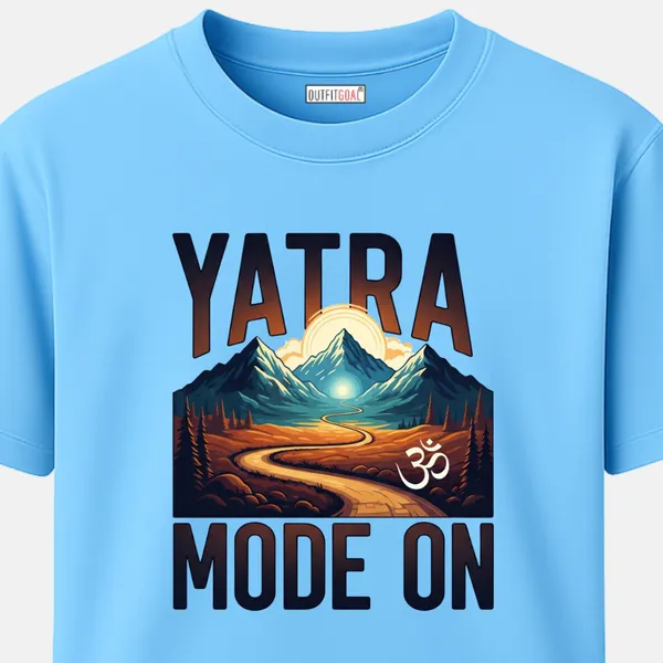 _Regular_Unisex_Sky_Graphics_T-Shirt,_Mountain_road_to_glowing_peak_yatra_mode_on_with_om_|_TRAVEL_MODE