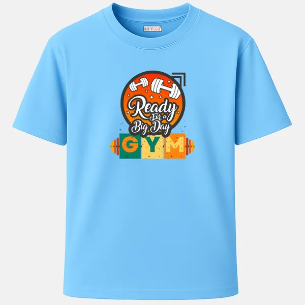 _Regular_Unisex_Sky_Graphics_T-Shirt,_Dumbbells_with_gradient_sun_ready_for_a_big_day_gym_|_SPORTS_MODE