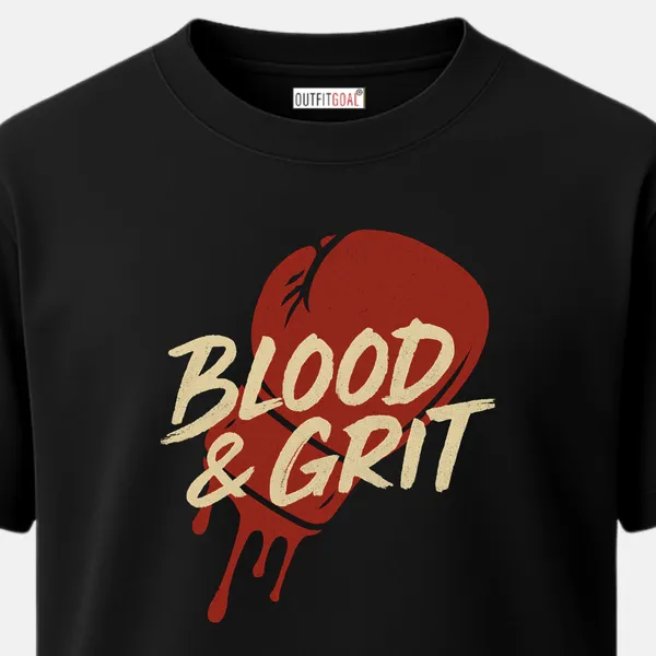_Regular_Unisex_Black_Graphics_T-Shirt,_Red_glove_dripping_effect_with_text_blood_grit_|_SPORTS_MODE